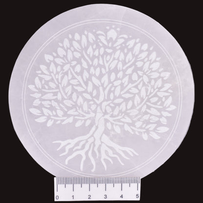 SELENITE TREE OF LIFE ROUND CHARGING PLATE SE6