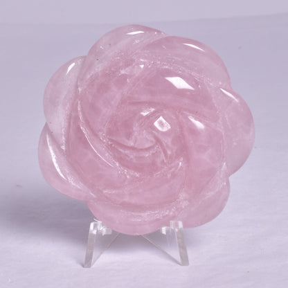 ROSE QUARTZ ROSE CARVING P671