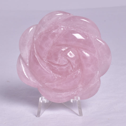 ROSE QUARTZ ROSE CARVING P671