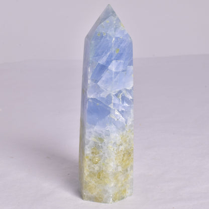BLUE CALCITE CRYSTAL 6 SIDED POINT GENERATOR P673