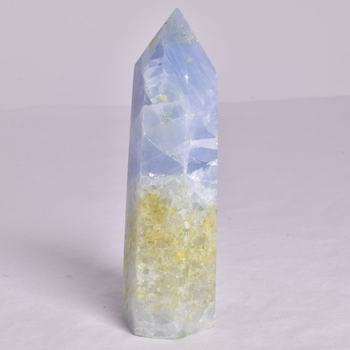 BLUE CALCITE CRYSTAL 6 SIDED POINT GENERATOR P673