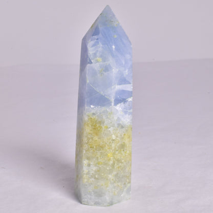 BLUE CALCITE CRYSTAL 6 SIDED POINT GENERATOR P673