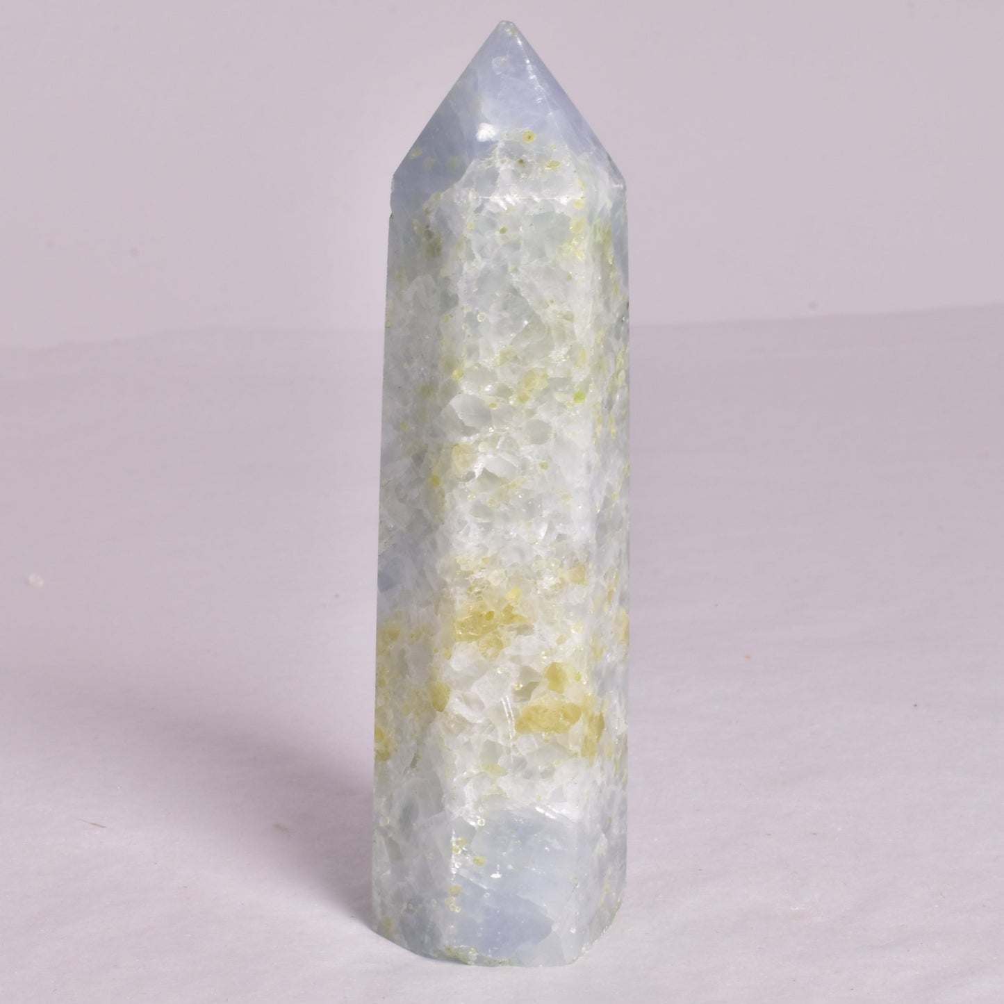BLUE CALCITE CRYSTAL 6 SIDED POINT GENERATOR P662