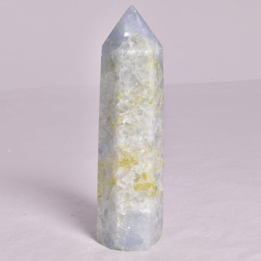 BLUE CALCITE CRYSTAL 6 SIDED POINT GENERATOR P662