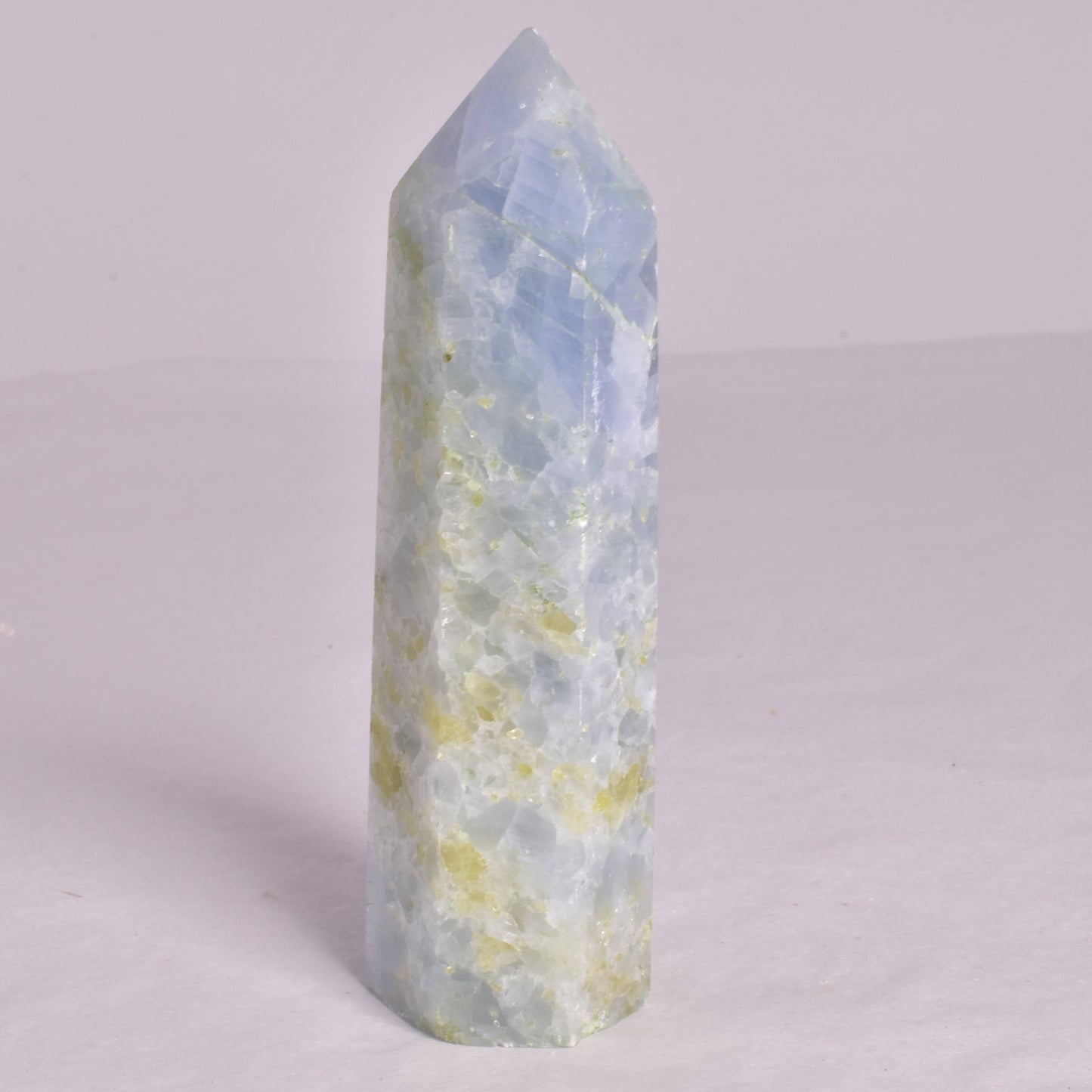 BLUE CALCITE CRYSTAL 6 SIDED POINT GENERATOR P662