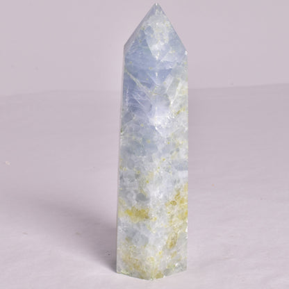 BLUE CALCITE CRYSTAL 6 SIDED POINT GENERATOR P662