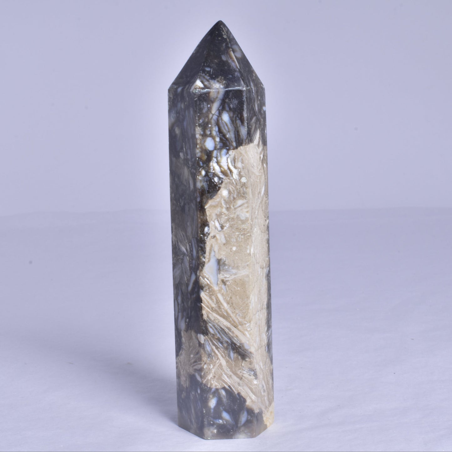 FEATHER AGATE CRYSTAL 6 SIDED POINT GENERATOR P1032