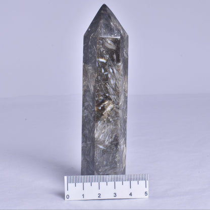 FEATHER AGATE CRYSTAL 6 SIDED POINT GENERATOR P1032