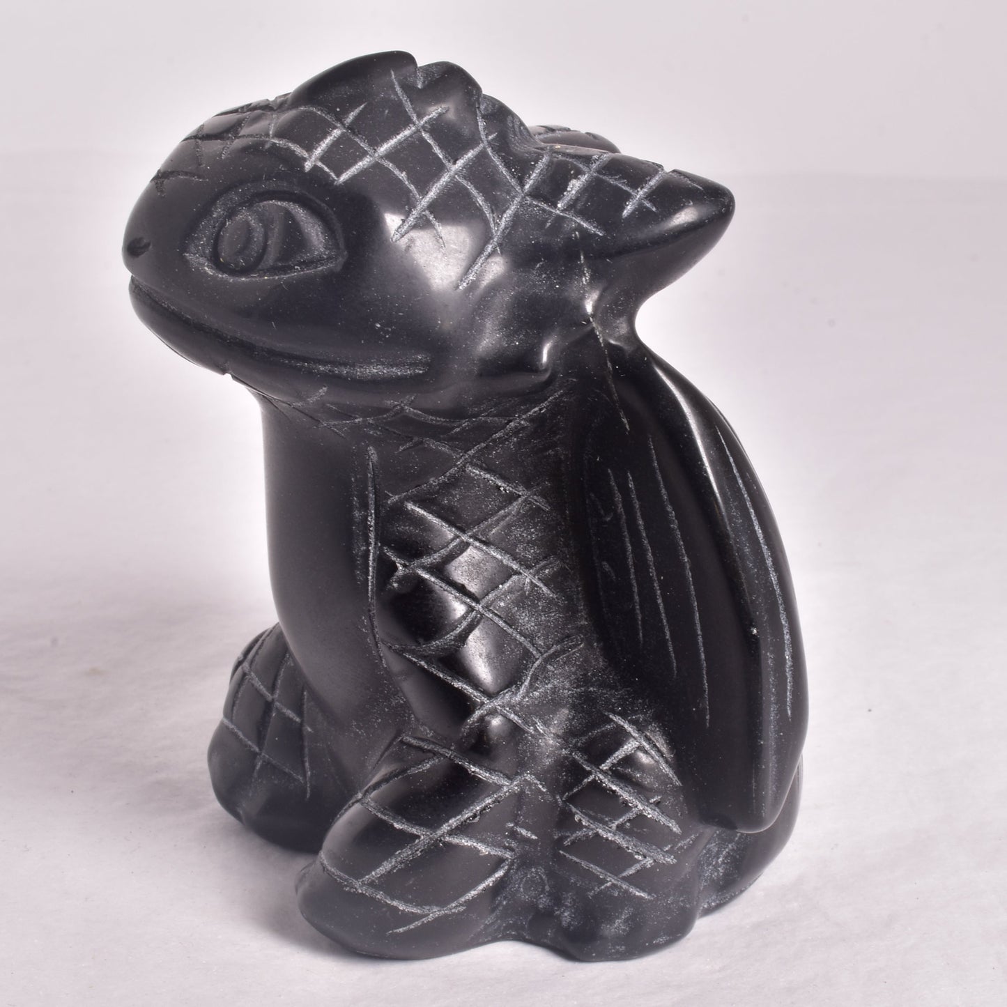 TOOTHLESS BLACK JASPER DRAGON CARVING P1034