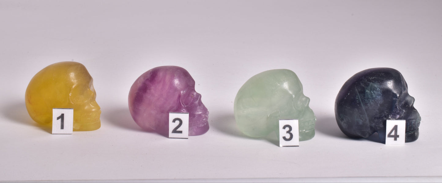 FLUORITE CRYSTAL CARVED SKULL P2069