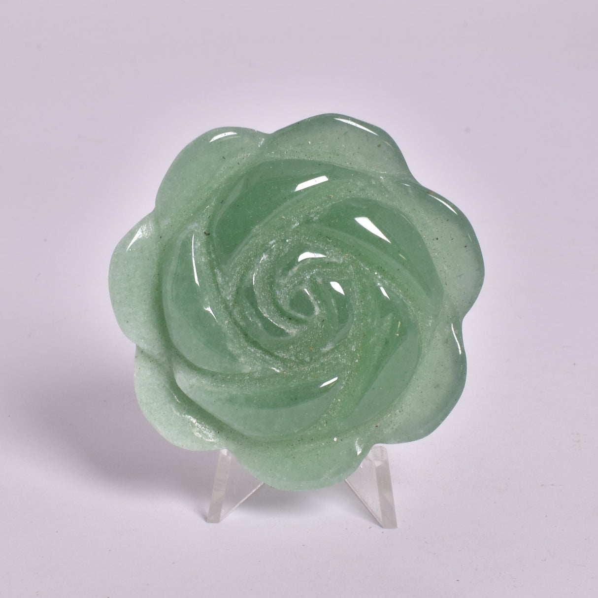GREEN AVENTURINE POLISHED ROSE CARVING P2070