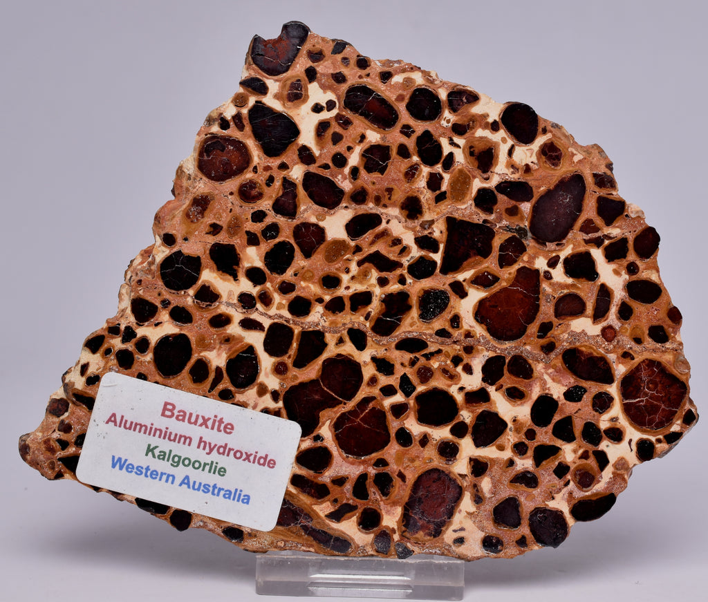 BAUXITE, Aluminium Hydroxide, Polished Slice, Kalgoorlie WA S296 – Crystal World Exhibition Centre