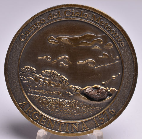 BRONZE COIN WITH CAMPO DEL CIELO METEORITE MT34