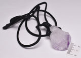 AMETHYST NATURAL POINT PENDANT ON LEATHER LOOK NECKLACE J35