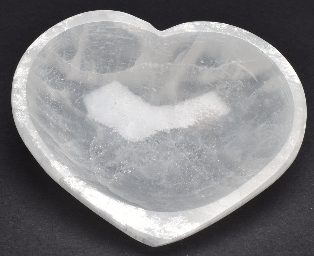 SELENITE HEART SHAPE BOWL 8.5 CM SE2