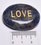INSPIRATIONAL SODALITE LOVE ENGRAVED CRYSTAL PALM STONES P62