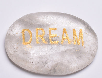 INSPIRATIONAL QUARTZ DREAM ENGRAVED CRYSTAL PALM STONE P63