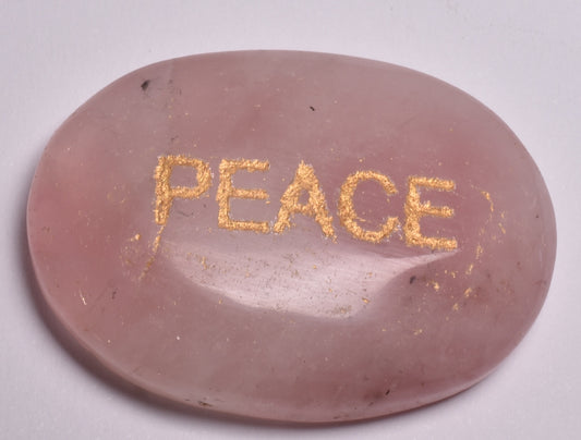 INSPIRATIONAL ROSE QUARTZ PEACE ENGRAVED CRYSTAL PALM STONE P65