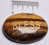 INSPIRATIONAL TIGER EYE BLESS ENGRAVED CRYSTAL PALM STONE P68