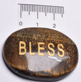 INSPIRATIONAL TIGER EYE BLESS ENGRAVED CRYSTAL PALM STONE P69