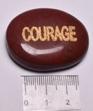 INSPIRATIONAL RED JASPER COURAGE ENGRAVED CRYSTAL PALM STONE P25