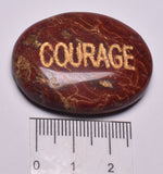 INSPIRATIONAL RED JASPER COURAGE ENGRAVED CRYSTAL PALM STONE P27