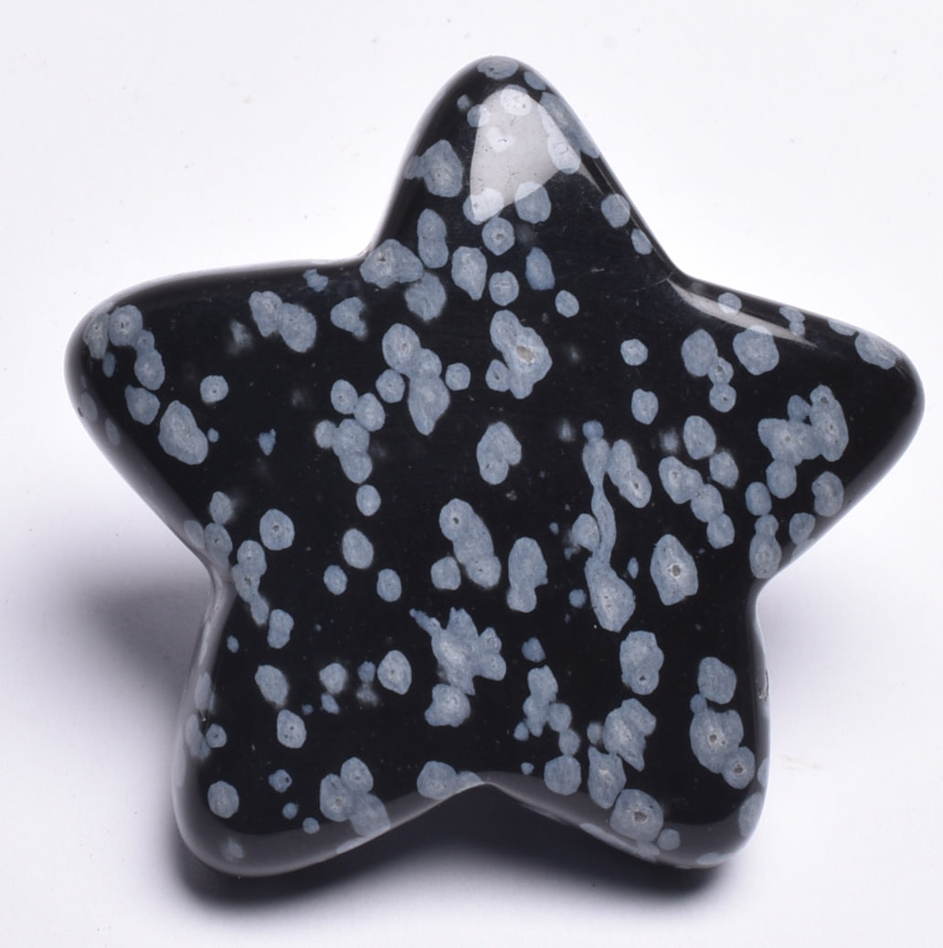 SNOWFLAKE OBSIDIAN CRYSTAL STAR CARVING P959