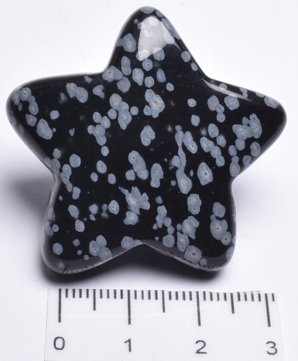SNOWFLAKE OBSIDIAN CRYSTAL STAR CARVING P959