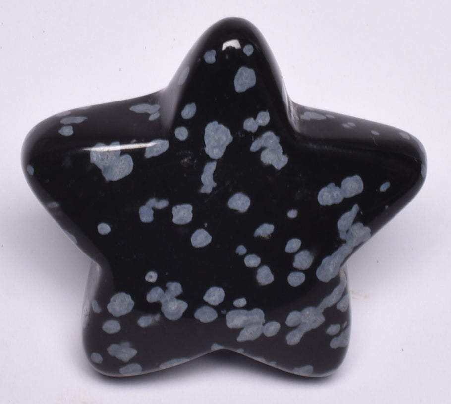 SNOWFLAKE OBSIDIAN CRYSTAL STAR CARVING P960