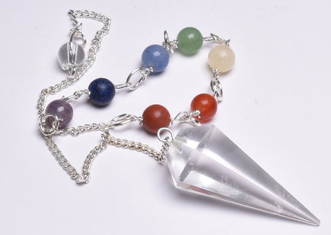 CHAKRA CRYSTAL QUARTZ PENDULUM P1078