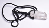 QUARTZ NATURAL POINT PENDANT ON LEATHER LOOK NECKLACE J270