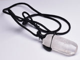 QUARTZ NATURAL POINT PENDANT ON LEATHER LOOK NECKLACE J270