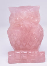 ROSE QUARTZ CRYSTAL CARVED OWL P394