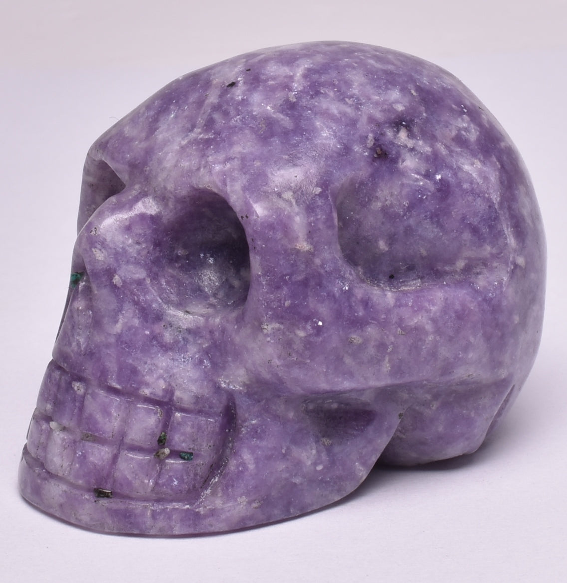LEPIDOLITE CRYSTAL CARVED SKULL P395