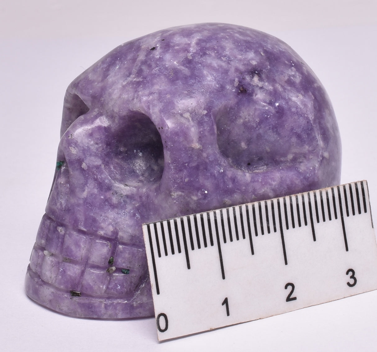 LEPIDOLITE CRYSTAL CARVED SKULL P395