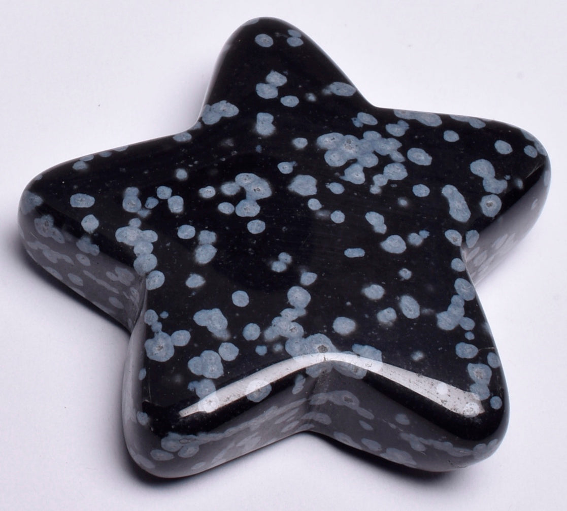 SNOWFLAKE OBSIDIAN CRYSTAL STAR CARVING P889
