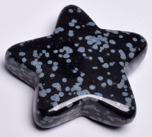 SNOWFLAKE OBSIDIAN CRYSTAL STAR CARVING P889