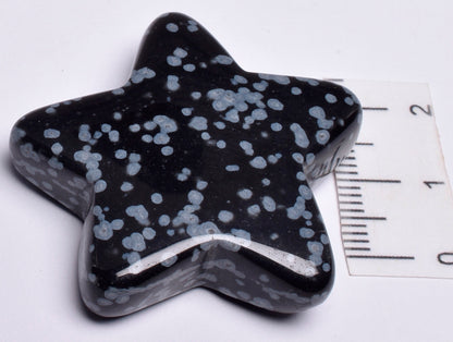 SNOWFLAKE OBSIDIAN CRYSTAL STAR CARVING P889