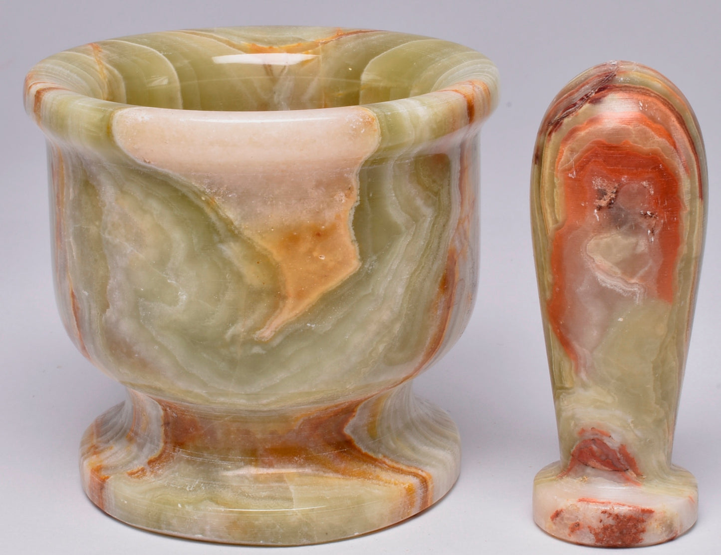 GREEN ONYX TRAVERTINE MORTAR AND PESTLE P534