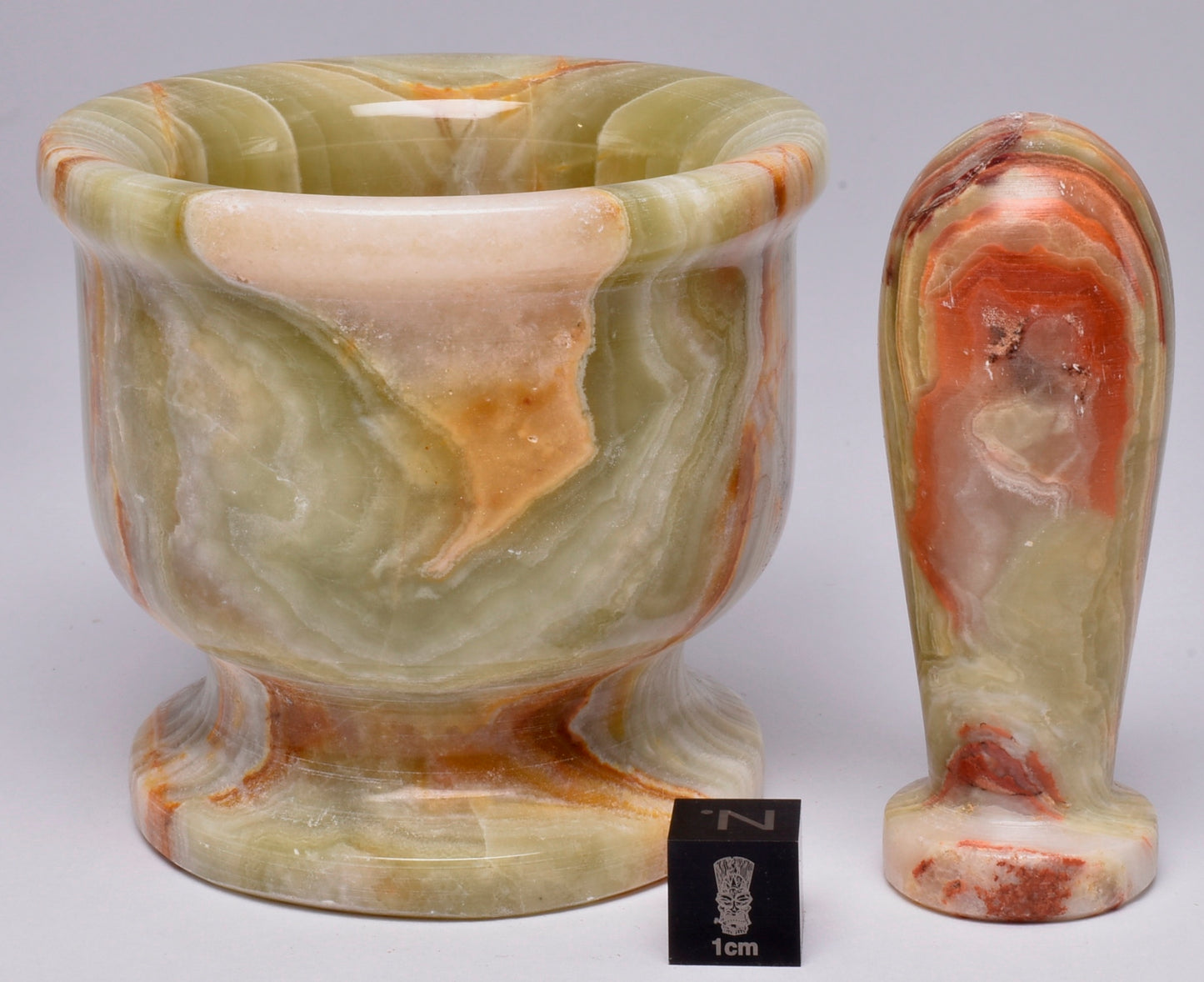 GREEN ONYX TRAVERTINE MORTAR AND PESTLE P534