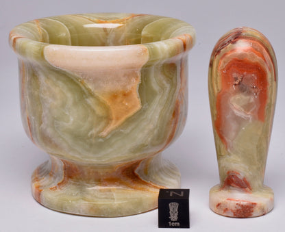 GREEN ONYX TRAVERTINE MORTAR AND PESTLE P534