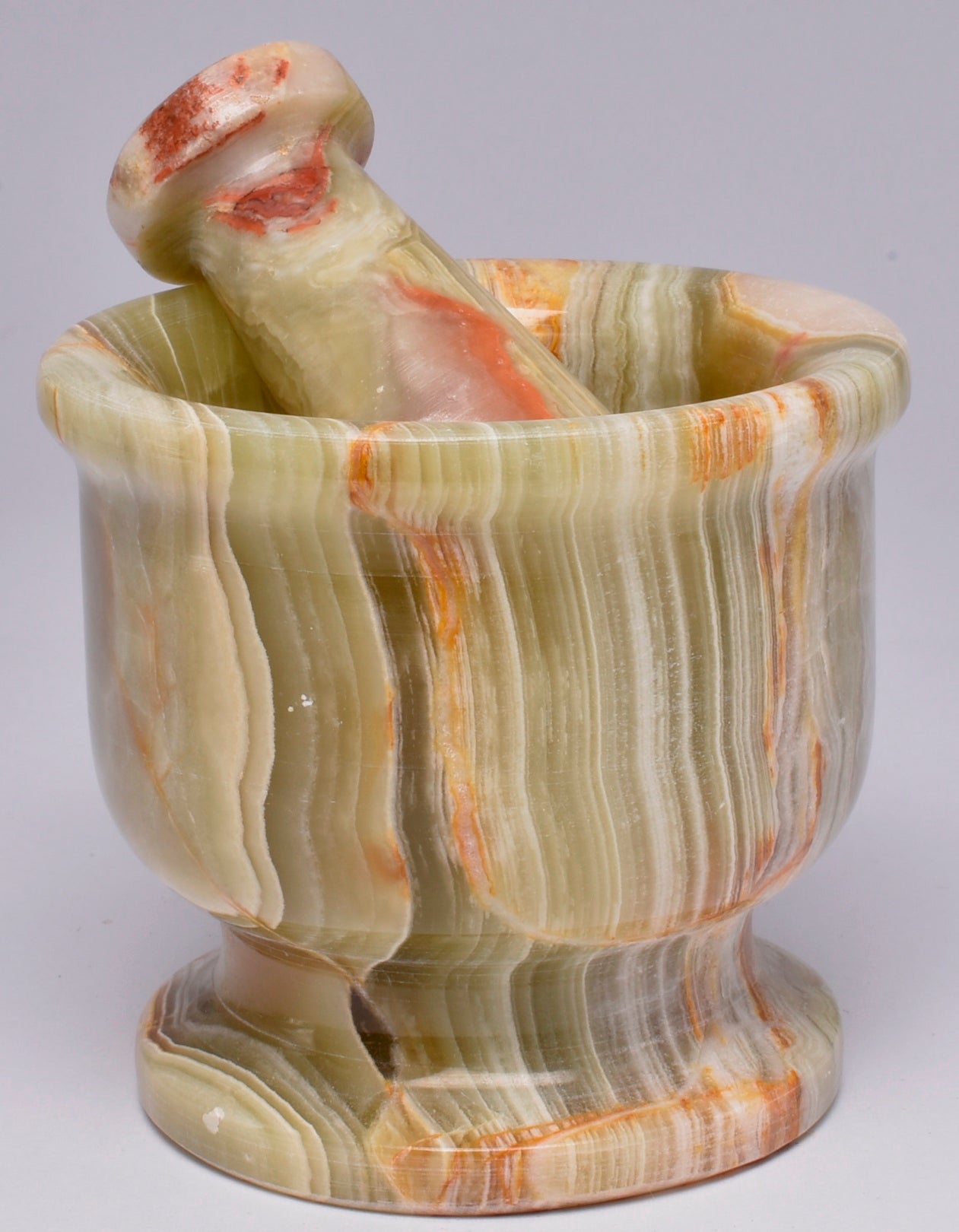 GREEN ONYX TRAVERTINE MORTAR AND PESTLE P534