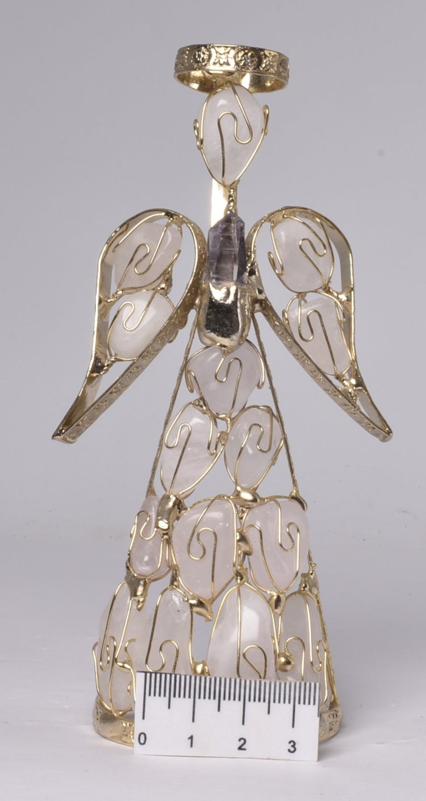 ROSE QUARTZ ANGEL with AMETHYST POINT P936