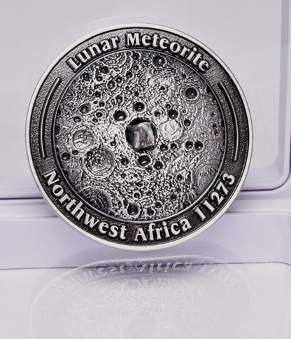LUNAR METEORITE NWA in COLLECTORS COIN 11273 Found 2017 Algeria MT101
