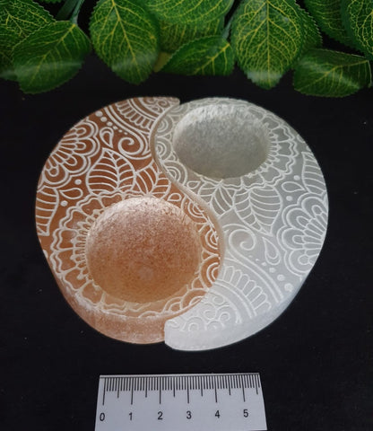 SELENITE YIN- YANG TEALIGHT HOLDERS  SE23