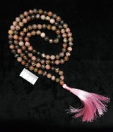 RHODONITE CRYSTAL MALA BEADS J284