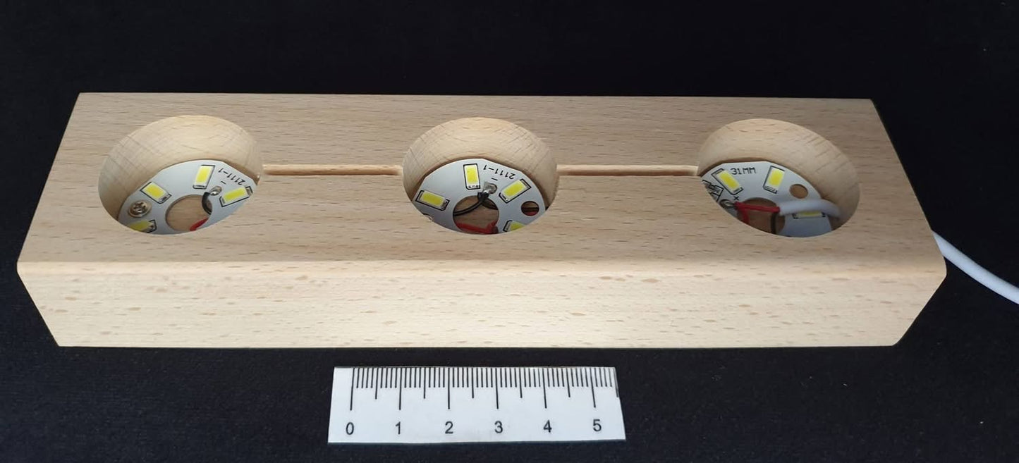 WOODEN USB 3 LIGHT LED display light base D1