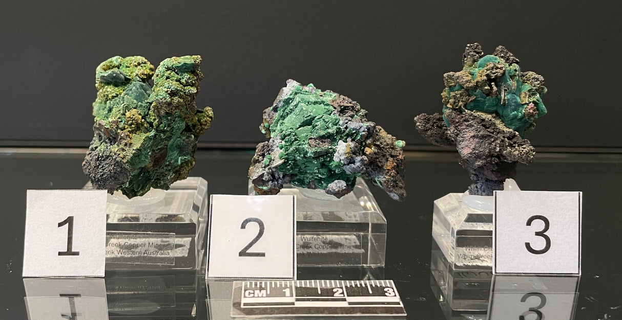 WULFENITE ON MALACHITE PSEUDOMORPH, Western Australia IWU009-11