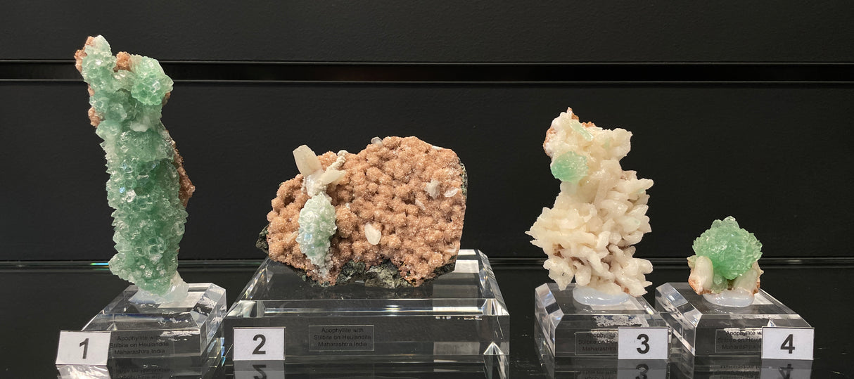 GREEN APOPHYLLITE, STILBITE AND HEULANDITE, India, IGR001-4
