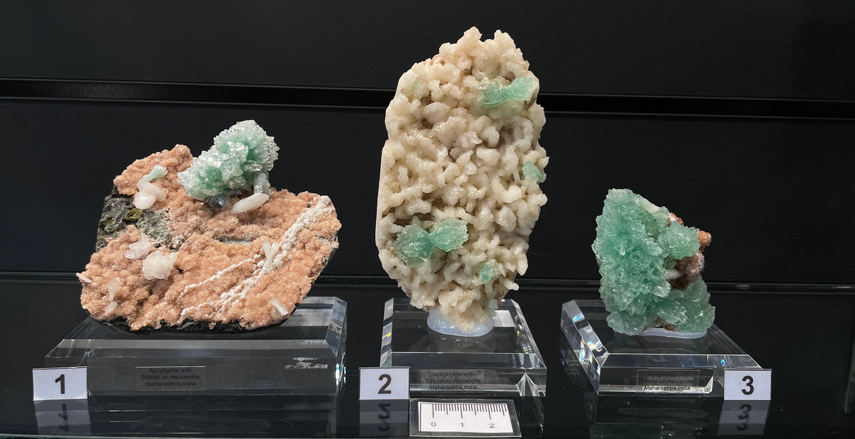 GREEN APOPHYLLITE, STILBITE AND HEULANDITE, India, IGR023-25